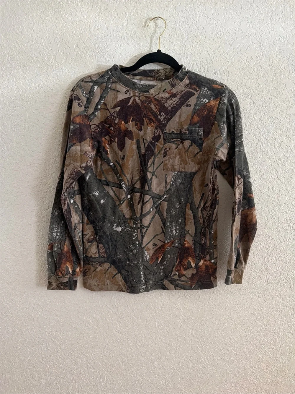 Kids Long Sleeve Camo Tee - Brown/Black